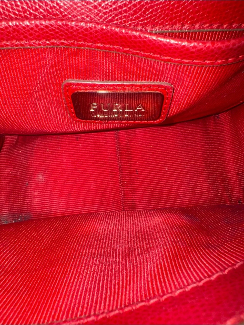 Furla metropolis rare ruby red Leather cross body bag w/care card EUC